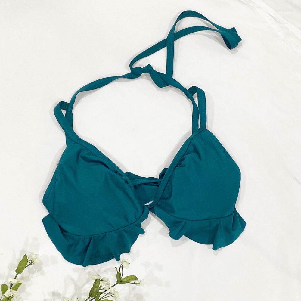 New! Shade & Shore Jade Ruffle Bikini Top